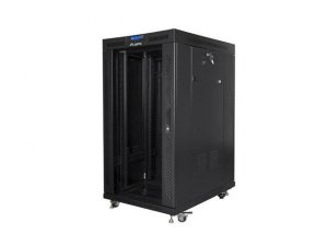 Szafa instalacyjna Rack stojąca 19 22U 800x1000 czarna drzwi szklane LCD Lanberg (flat pack) V2
