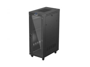 Szafa instalacyjna Rack Lanberg stojąca 19 32U 600x1000 czarna drzwi przeszklone LCD (flat pack)