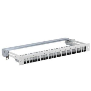 Patch panel keystone 19 Netrack 24-porty, FTP, wysuwany, szary