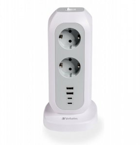 Listwa zasilająca Verbatim EUPT-01 EU Power Tower 11xAC 2xUSB 2xUSB-C