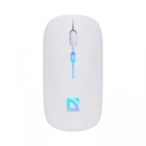 Mysz bezprzewodowa Defender TOUCH MM-997 optyczna 1600dpi 2.4 GHz + Bluetooth biała RGB AKUMULATOR bezklikowa silent