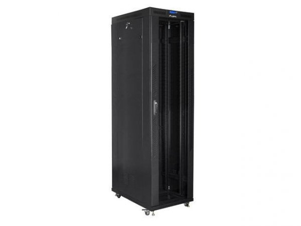 Szafa instalacyjna Rack stojąca 19&quot; 47U 800x1000 czarna drzwi szklane LCD Lanberg (flat pack)