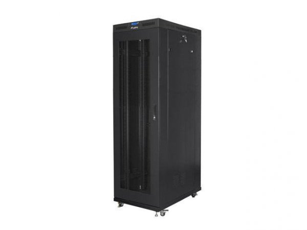 Szafa instalacyjna Rack stojąca 19&quot; 42U 800x1200 czarna drzwi perforowane LCD Lanberg (flat pack)