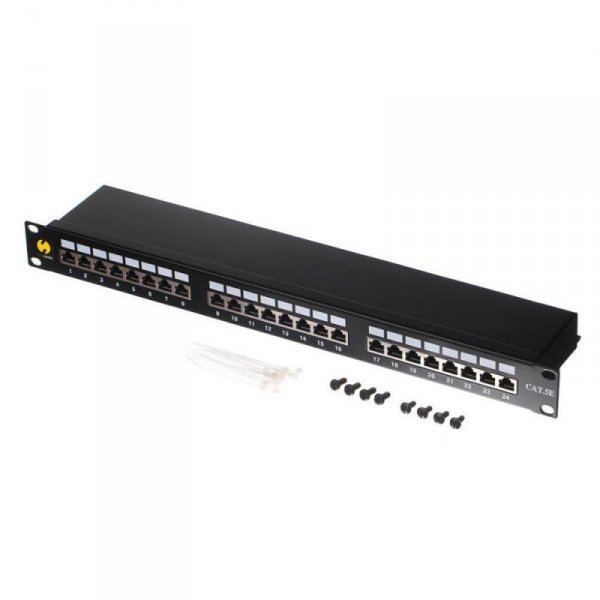 Patch panel 19&#039;&#039; Netrack 24-porty kat. 5e FTP, z półką