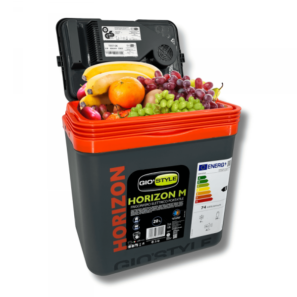 Lodówka turystyczna 20L KAMAI HORIZON, elektryczna 12/230V, kolor antracytowy z czerwonym akcentem