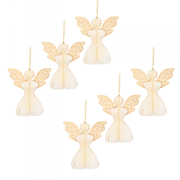 Aniołek papierowy składany 12cm – klasyczna biel