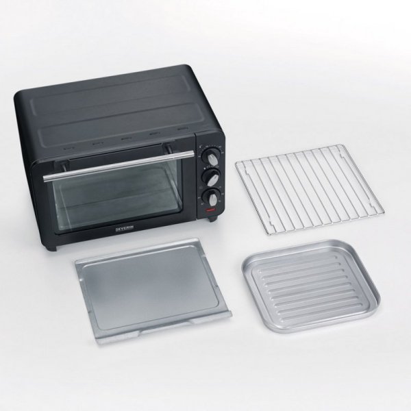 SEVERIN MINI PIEKARNIK PÓJ. 14 L, TEMP. 230°C, W ZESTAWIE RUSZT DO GRILLOWANIA, BLACHA I TACKA NA OKRUCHY, MOC 1200W TO2042