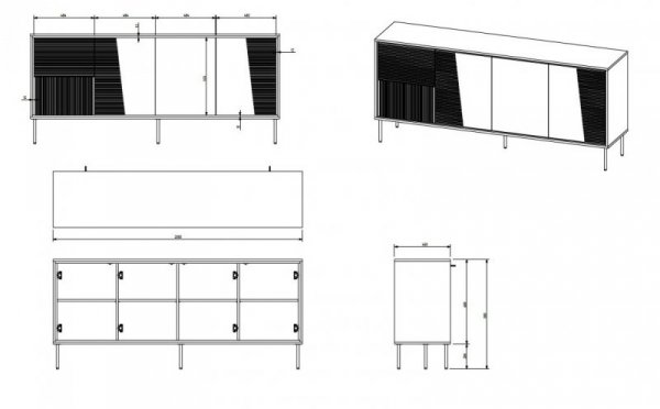 Komoda 4D ABI 200x45x88 biały mat