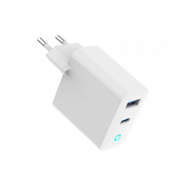 GEMBIRD 2-PORTOWA SZYBKA ŁADOWARKA SIECIOWA GAN (PD) USB (A+C), 45W, LED, BIAŁA
