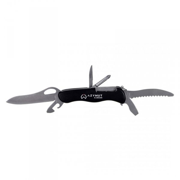 Scyzoryk AZYMUT Karkon - 9 narzędzi + kabura, 113 mm czarny (HK20018)