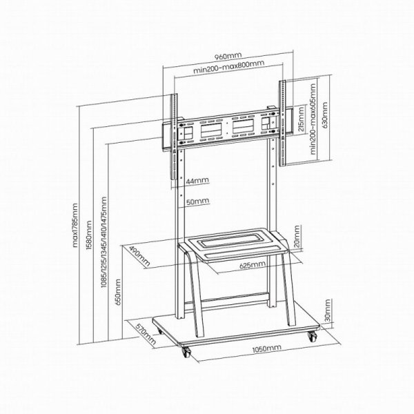 GEMBIRD STOJAK POD TELEWIZOR 37&quot; - 100&quot; MOBILNY - NA KÓŁKACH, VESA MAX 800 X 600MM