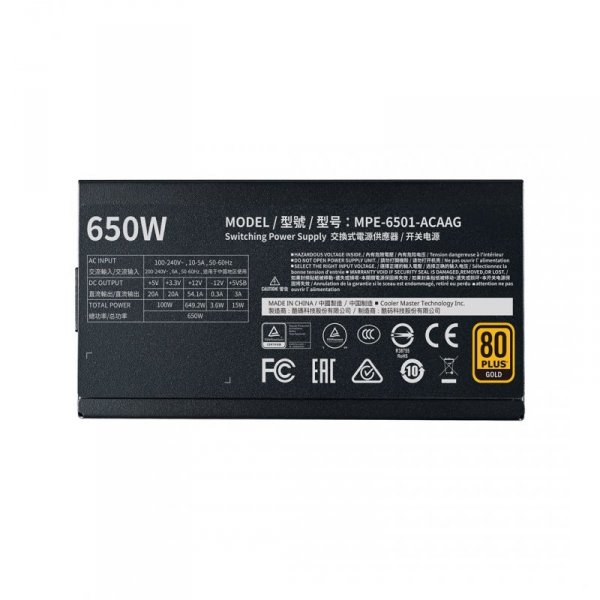 COOLER MASTER ZASILACZ MWE GOLD-V2 650W 80+ GOLD MODULARNY MPE-6501-AFAAG-EU
