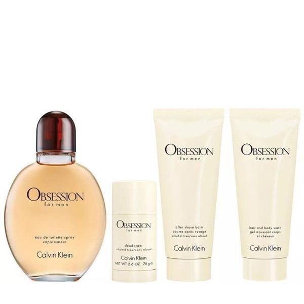 Calvin Klein Obsession for Men Set - Eau de Toilette 125 ml + Deodorant Stick 75 g + After Shave Balm 100 ml + Shower Gel 100 ml