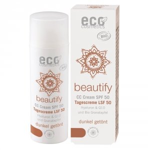 SPF 50 Krem CC ciemny BEAUTIFY Kwas hialuronowy, Q10, granat 50 ml Termin: 08.2026