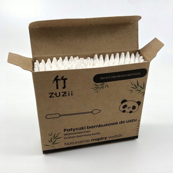 Bambusowe patyczki kosmetyczne z bawełną Bałwanek / Stożek ZUZII 