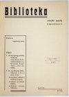SEDLACZEK Franciszek - Biblioteka. Zwięzłe zasady organizacji.