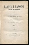 Wilkoński August - Ramoty i ramotki. Wydanie nowe i zupełne z życiorysem autora przez W.Szymanowskiego, z popiersiem autora. T.1