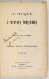 ŚWIĘCICKI Julian Adolf - Historya literatury indyjskiej. Z ilustracyami. Oryginalnie napisana przez ...