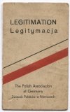 LEGITIMATION. Legitymacja. The Polish Associacion [!] at Germany. Związek Polaków w Niemczech. Legitymacja członkowska wystawiona Rufinowi Ryszce z Friedrichstadt 8 X 1945.