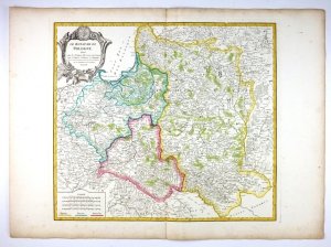 [POLSKA]. Le Royaume de Pologne, divisé selon les Partages faits en 1772, 1793 et 1795, entre la Russie, la Prusse et l'Autriche. Miedzioryt kolorowany 47,7x53,6 cm.
