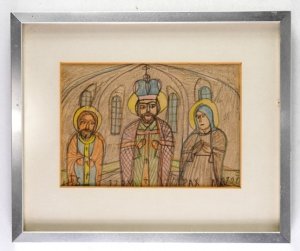 NIKIFOR Krynicki (1895-1968) - [Święci]. IHS Tzry Pax.