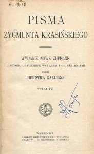 Krasiński Zygmunt - Pisma. Wydanie nowe zupełne ... t.4. 
