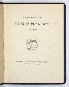 KLESZCZYŃSKI Zdzisław - Podróż poślubna. Poemacik.