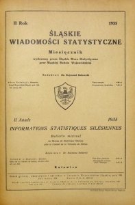 ŚLĄSKIE Wiadomości Statystyczne. Miesięcznik wydawany przez Śląskie Biuro Statystyczne przy Śląskiej Radzie Wojewódzkiej. Red. Rajmund Buławski.