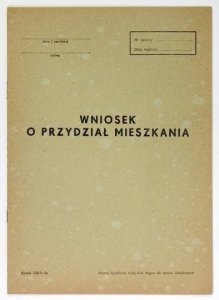 Wniosek o przydział mieszkania.
