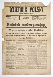DZIENNIK Polski. Polityczny, społeczny i literacki. Dodatek nadzwyczajny: 1 XI 1918. s. 2.