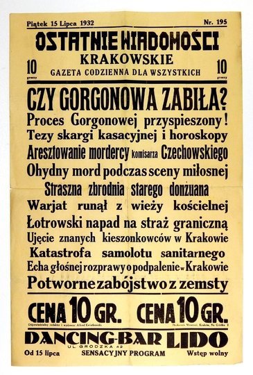 OSTATNIE Wiadomości Krakowskie. Gazeta codzienna dla wszystkich. Nr 195: 15 VII 1932. 