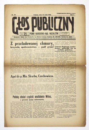 [PRZEWRÓT MAJOWY] GŁOS Publiczny. 24 V 1926