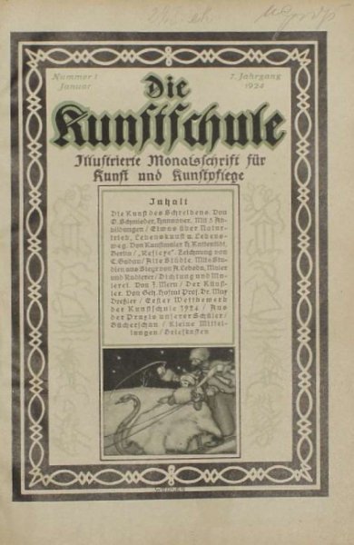 Die KUNSTSCHULE. Ilustrierte Monatschrift fur Kunst und Kunstpflege.