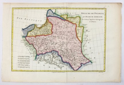 [POLSKA]. Royaume de Pologne, et Duché de Lithuanie. Miedzioryt kolorowany form. 23,3x34,4 cm