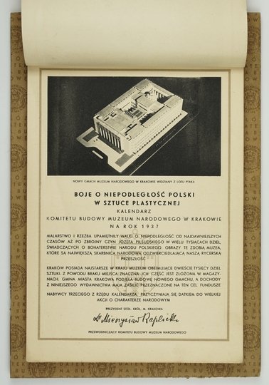 KALENDARZ Komitetu Budowy Muzeum Narodowego w Krakowie na rok 1937