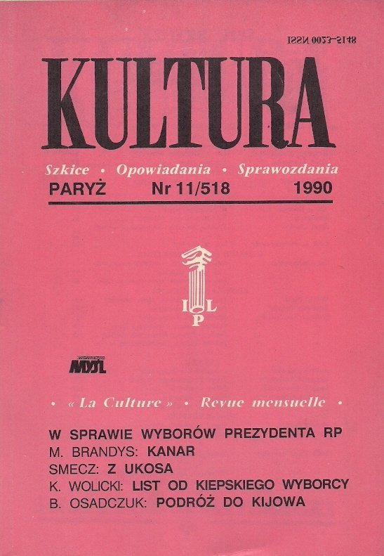 Kultura. Szkice, opowiadania, sprawozdania. Nr 11/518: XI 1990.