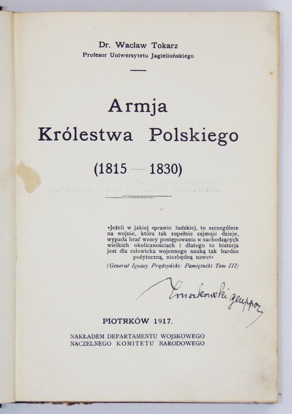 Tokarz Wacław - Armja Królestwa Polskiego (1815-1830)