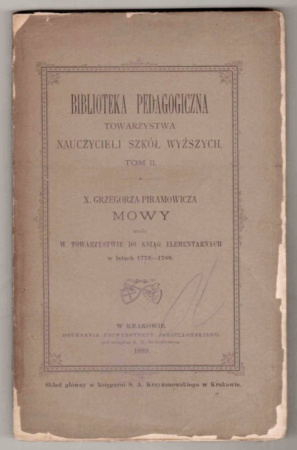 Piramowicz Grzegorz - Mowy miane w Towarzystwie do Ksiąg Elementarnych w latach 1776-1788