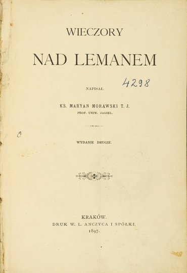 MORAWSKI Maryan - Wieczory nad Lemanem. Wyd. II.