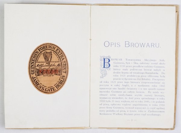 GUINNESS Arthur, Syn i Ska, Piwowarzy. Broszura reklamowa wydana w 1911?