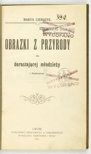CZERSZYK Marya - Obrazki z przyrody dla dorastającej młodzieży. Z ilustracyami