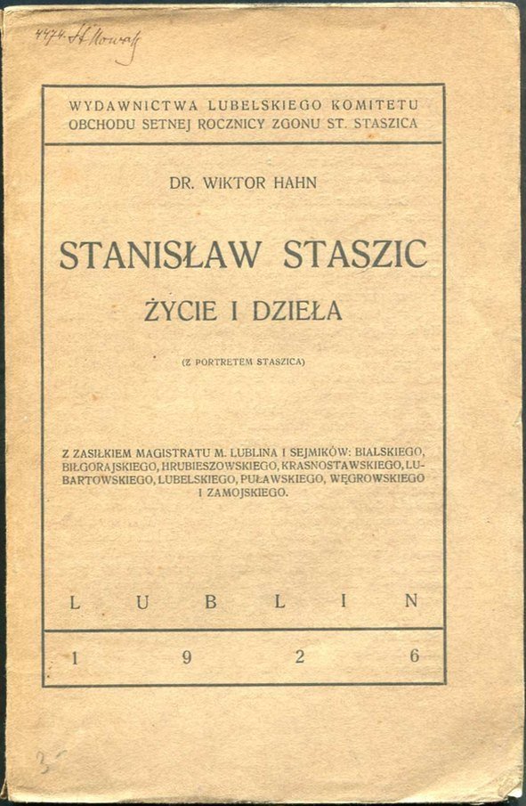 Hahn Wiktor - Stanisław Staszic. Życie i dzieła (Z portretem Staszica)