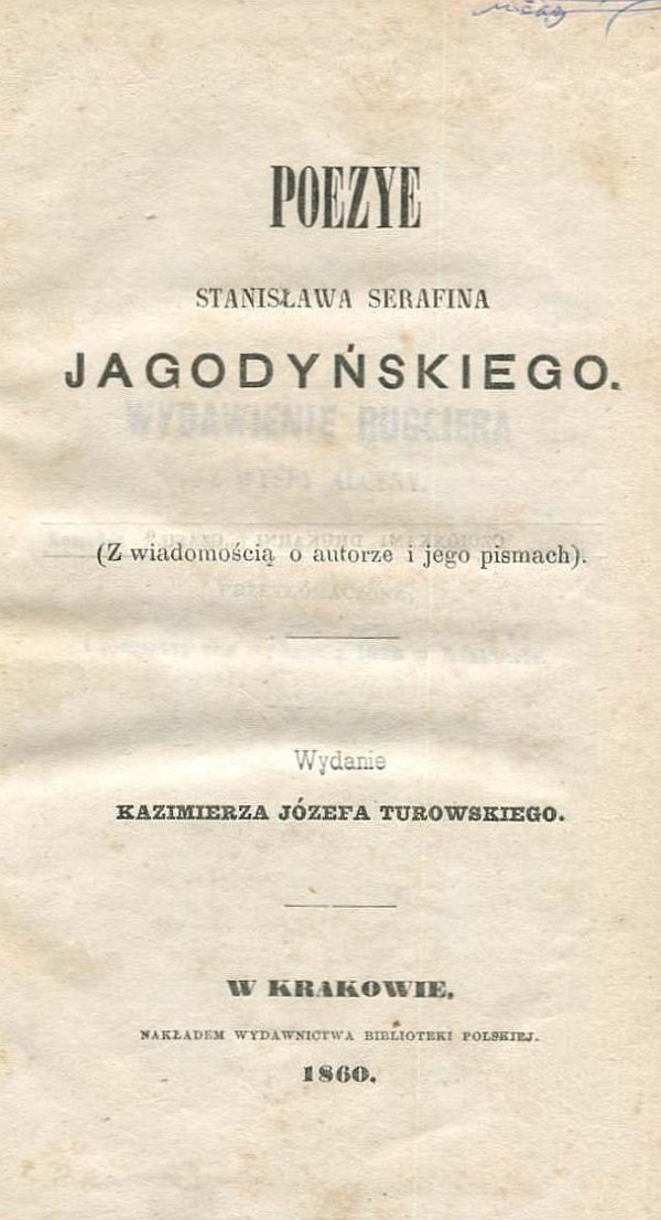 Jagodyński Stanisław Serafin - Poezye.