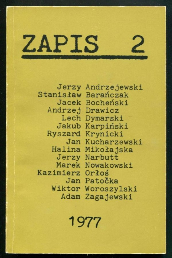 Zapis: poezja, proza, eseje. [R. 1], nr 2: IV 1977.