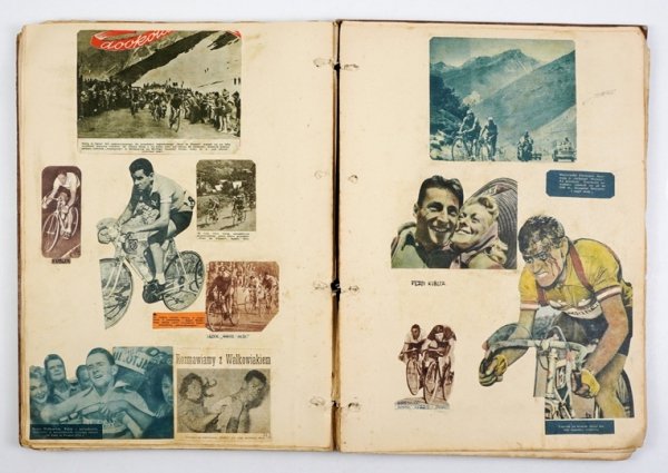 [SPORT - KOLARSTWO]. Album z blisko 550 wycinkami prasowymi w temacie z lat 50. i 60. XX w. wykonany przez pasjonata sportu kolarskiego.