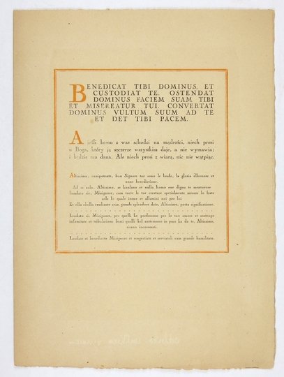 [HYMN]. &quot;Benedicat tibi Dominus [...]&quot;. [Florencja 1927. Oficyna Tyszkiewicza].