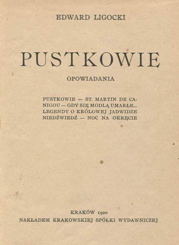 Ligocki Edward - Pustkowie. Opowiadania.