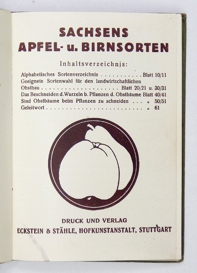 SCHOMERUS [Johannes] - Sachsens Apfel- u. Birnsorten.