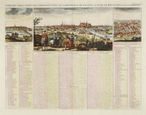 [KRAKÓW, WARSZAWA, WILNO]. Carte des trois ordres qui composent l'Etat de la Republique de Pologne, sçavoir le Roi, le senant et la noblesse.