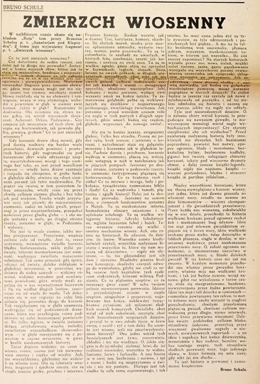 [Bruno Schulz] Wiadomości Literackie. R. 14, nr 21 (707): 16 V 1937. s. 8.